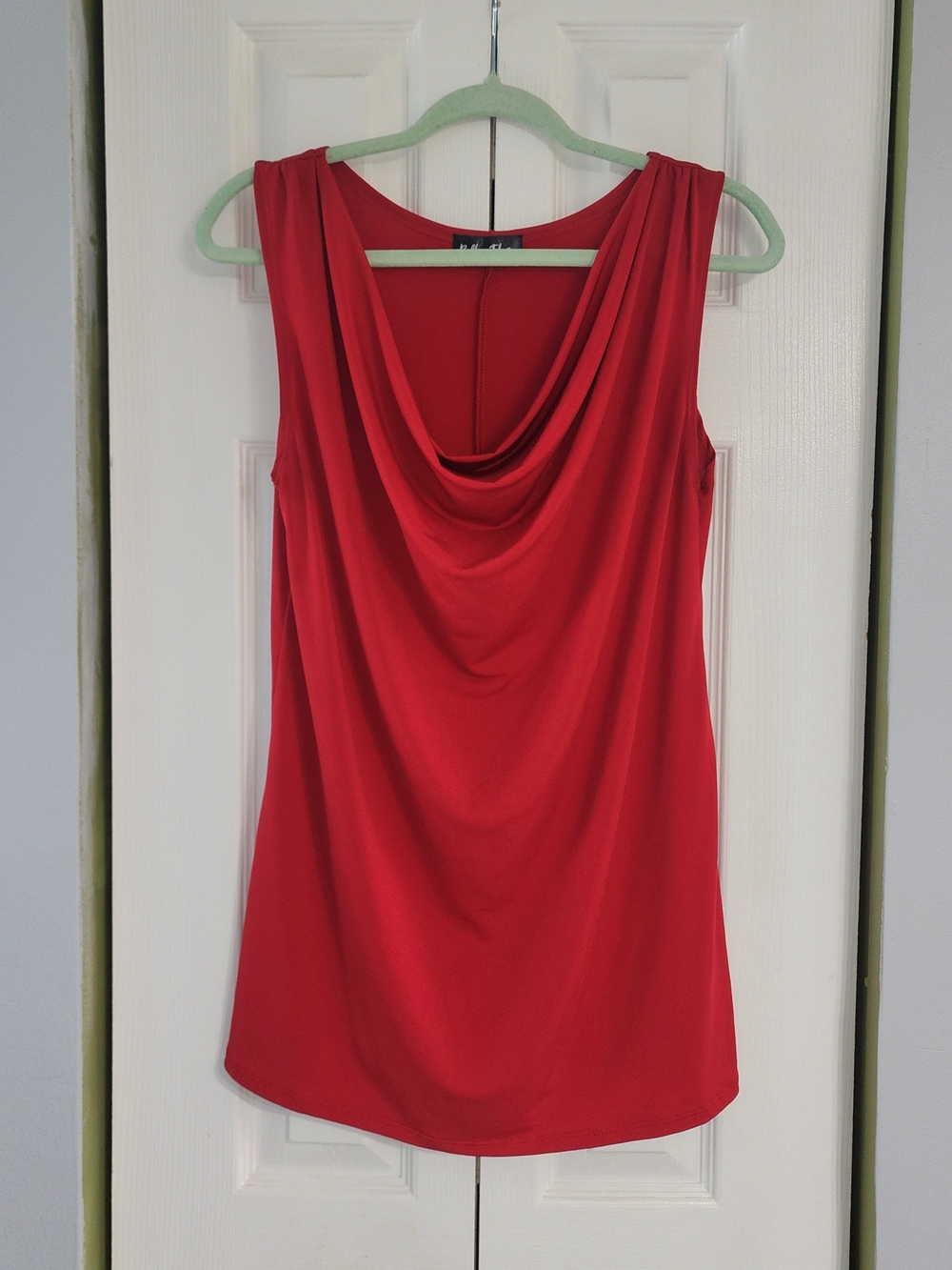 Sleeveless Draped Cowl Neck Camisole in Red